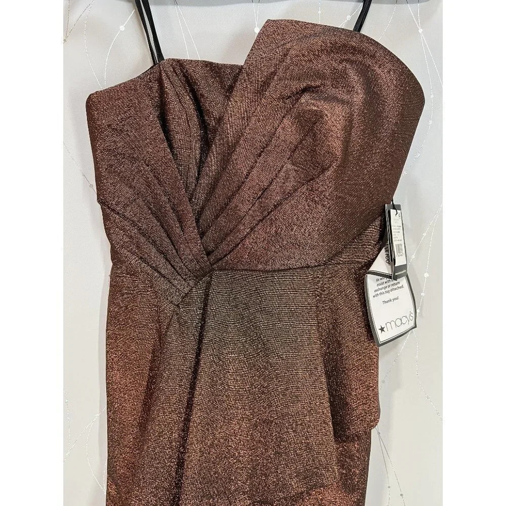 NWT Adrianna Papell Copper Shimmering Strapless Formal Gown $225 - Picture 6 of 10